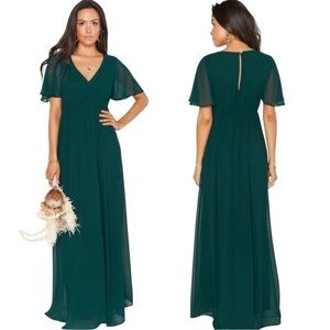 NWT Show Me Your MuMu Emily Empire Maxi Dress Evergreen LARGE